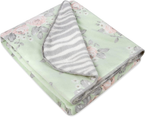 Sherpa Fleece Baby Blankets - Colorful Reversible Blankets for Newborns, Infants, Toddlers, and Nursery (Floral & Zebra)