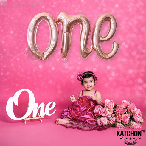 KatchOn Rose Gold One Balloons for 1st Birthday, 20 Inch Foil Balloon Letters, Baby Girls 1st Birthday Decoration
