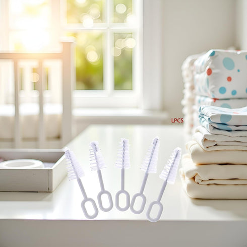 Pxiryanlow 5 Set,Nipple Pcs White Pacifier Cleaning Cleaner Nipples Brush Cleaning Tools Professional Bristle High