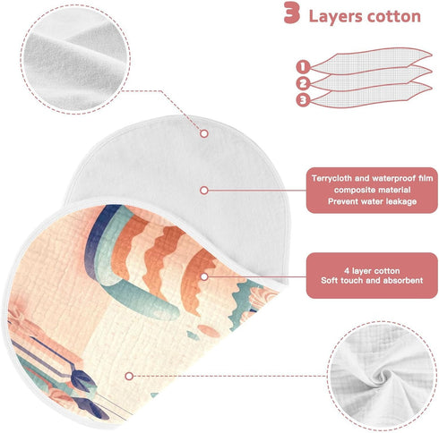 YETTASBIN Birthday Cake Ballon Muslin Baby Burp Cloth, Super Soft Absorbent Cotton Burp Rag Baby Bibs Feeding Cloth