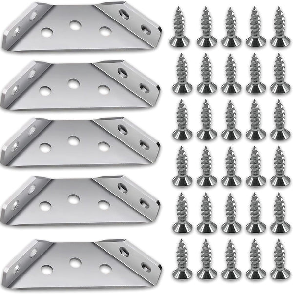 BellRhein Universal Stainless Steel Furniture Corner Connector, Shelf Brackets 20PCS Silvery, for Furniture