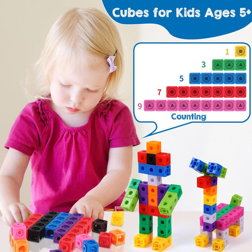 Poen 800 pcs Counting Blocks, Colorful Math Manipulatives, Educational Math Construction Toy for Kids Ages 4-8