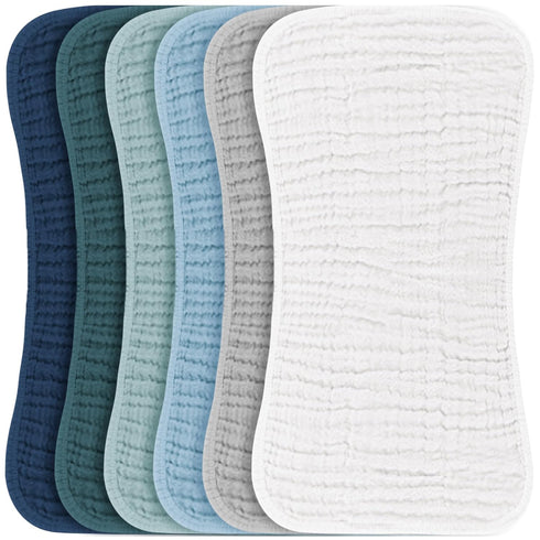 Konssy Muslin Baby Burp Cloths Sets for Unisex- 6 Pack Large 100%