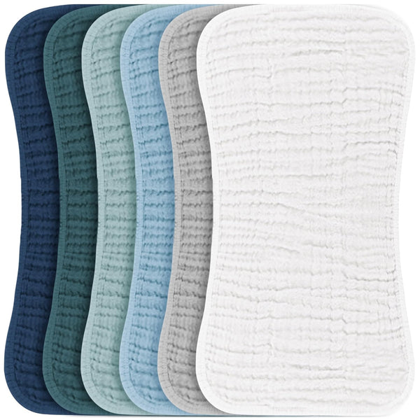 Konssy Muslin Baby Burp Cloths Sets for Unisex- 6 Pack Large 100%