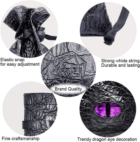 Haxtec Dragon Dice Bag Small Drawstring Leather DND Pouch Compatible with Dungeons and Dragons Gift