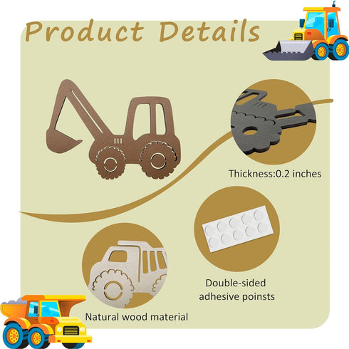 Ajqiomh Construction Trio Nursery Wall Decor Wooden Construction Vehicles Decor Kids Room Wall Decor Kids Room Decor