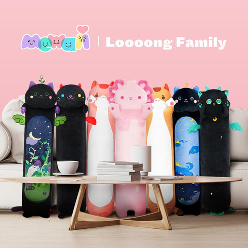 Long Axolotl Plush Pink Body Pillow - 44” Cute Axolotl Stuffed Animals Kawaii Soft Plushies, Gift for Girls Boys
