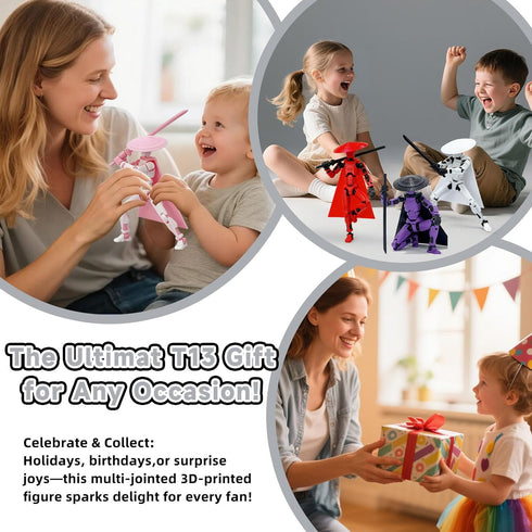 PkghoKids T13 Accessories,T13 3D Already Assembled Action Figure Multi-Jointed Movable Printed Toys (Black)