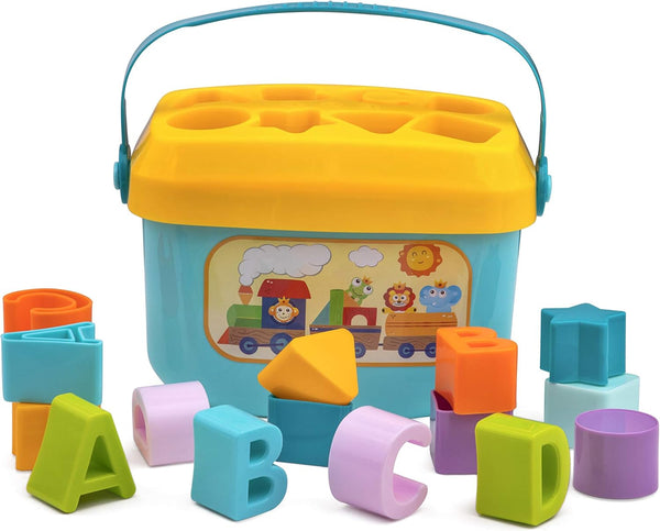Playkidz Shape Sorter Baby and Toddler Toy, ABC and Shape Pieces, Sorting Shape Game for Children 18 Months+