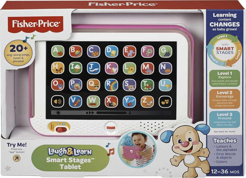 Fisher-Price Toddler Learning Toy, Laugh & Learn Smart Stages Tablet with Lights & Music for Infants 1+ Years