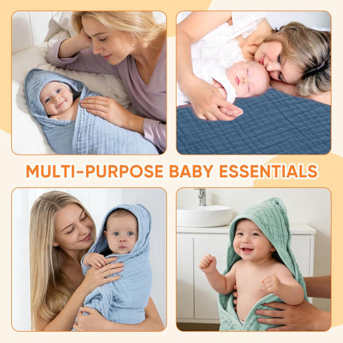 MIGIOL 100% 32 32 Inches, 3 Muslin Baby Towels Cotton Super Soft Muslin Baby Bath Towel - x Suitable for Newborn