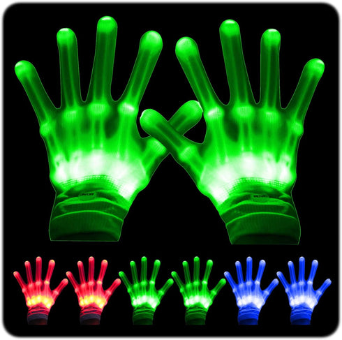 LED Gloves with Flash Finger Lights - 3 Colors, 10 Modes Colorful Light Up Gloves for Christmas Parties