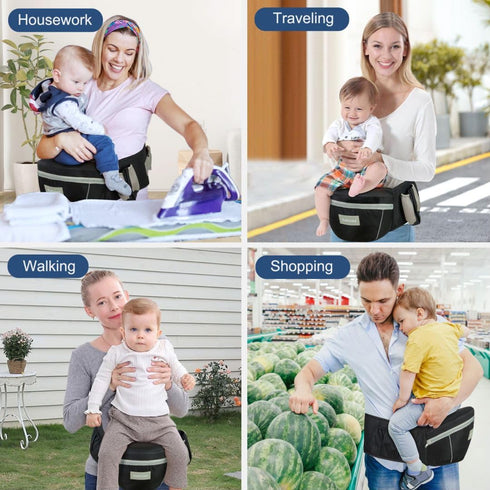 Baby Carrier with Hip Seat, Ergonomic Front Carrier for Newborns & Toddlers, Adjustable Waistband with Strong Support
