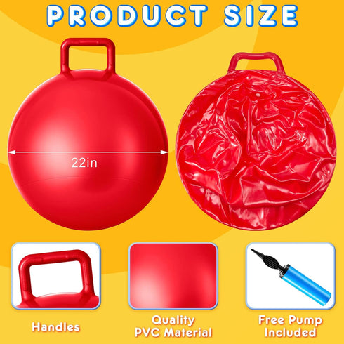 Lewtemi 6 Pcs Hopper Ball - 22 Inch Inflatable Jumping Hopping Ball with Handle and Air Pump for Kids Outdoor Games