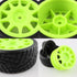 4PCS Off Road RC Cars Rubber Tires Set 12mm Hub Wheels Tires for HSP 94122 94123 94103 3850 3851 FW06 (Green)