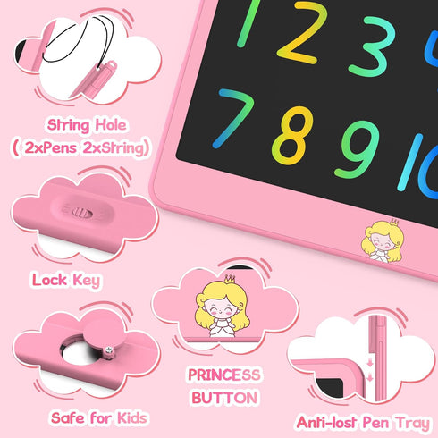 LCD Writing Tablet for Kids 12 Inch, Erasable Doodle Board for Girls Boys, Travel Essentials for Ages 3-8