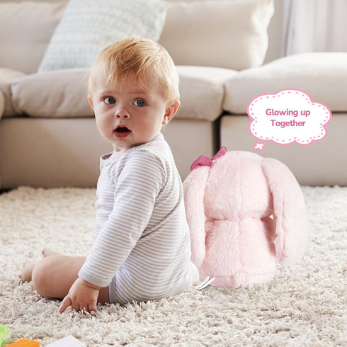 10" Plush Bunny Rabbit Stuffed Animal, Pink Easter Floppy Ear Bunny with Strawberry Gifts for Kids