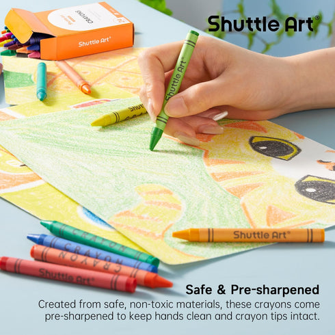 Set 40 24 960 Count Shuttle Art Crayons Bulk - Boxes of Assorted Colors, Durable & Non-Toxic Teacher-Quality Crayons