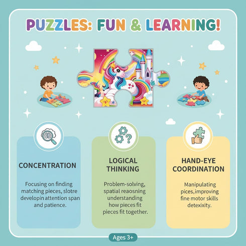 3-5, 3 4 5 6 7 8 9 24 Wooden Puzzles for Kids Ages Wood Jigsaw Puzzles, Unicorn Theme Educational Toys Birthday Gifts