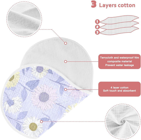 decor gift 4 Pack 22x11in Cotton Burp Cloths Soft and Absorbent? Sunflower Pastel Purple Lavender Baby Cloth for Unisex