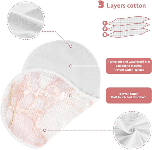 decor gift 4 Pack 22x11in Cotton Baby Burp Cloth Soft and Absorbent? Rose Gold Luxury Marble Texture Feed Cloth