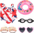 18 Inch Doll Summer Outfits Set, Vibrant Swimming Playset for American Doll Girls with Bikini Swimsuits and Accessories