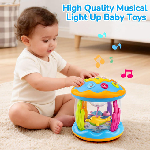 0-6 Tummy 0-3 4 5 6 7 8 9 6-12 1 2 Baby Toys Months Ocean Rotating Projector Musical Light Up Time Toys for Infants