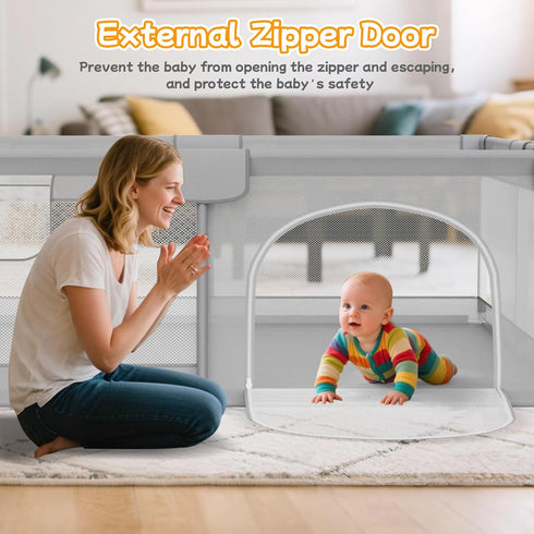 74"x50" 2 Large Baby Playpen - Playpen for Babies and Toddlers with Breathable Mesh & Handles - Baby Fence Playard