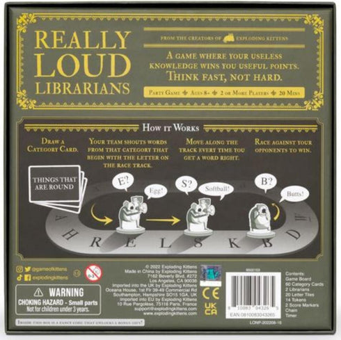 Exploding Kittens Really Loud Librarians - Fast-Paced Board Game for Adults and Kids Age 8 and Up