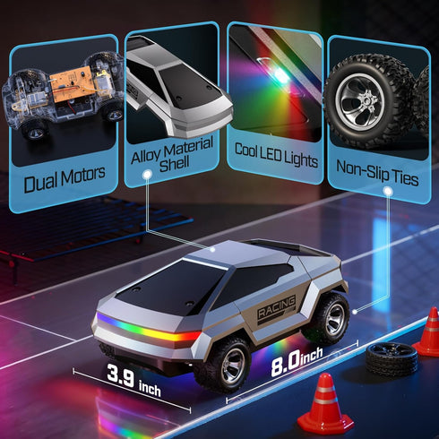 1/24 2.4GHz 2 18KM/H 3 4 5 6 7 8-12 WayEee Remote Control Car Cyber RC Truck, RC Cars for Kids with Colorful Lights
