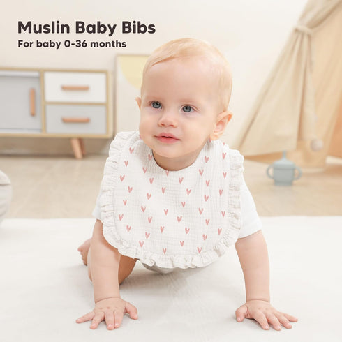 8 Pack Bearmoss Muslin Baby Bibs for Drooling and Teething, Soft Bibs for Girls, Boys, Newborn