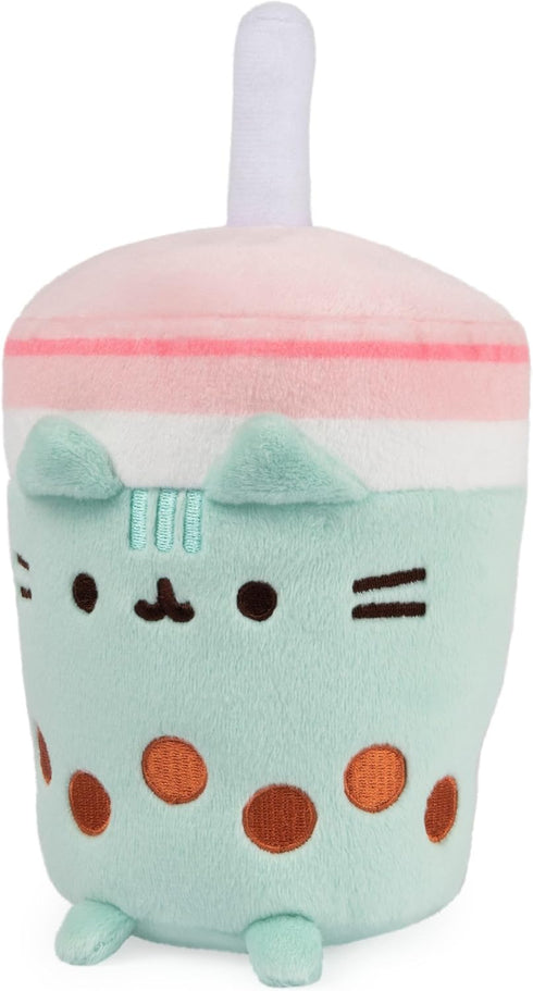 GUND Pusheen Boba Tea Cup Plush Cat Stuffed Animal - Ages 8 and Up, Green/Pink, 6”