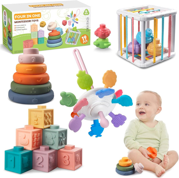 Wuzhineisn Montessori Baby Toys for Ages 6-18 Months - Pull String Teether,