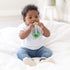Bumkins Baby Teething Toy Keys Rings, Soft Flexible Pacifier, Freezable Platinum Silicone Teether, Green and Gray