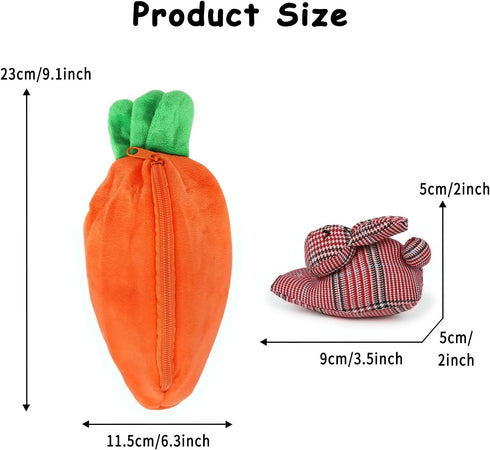 ZZXIAOJIE Easter Hide-and-Seek Bunnies in Carrot Pouch,Three Bunnies in a Carrot Purse,Carrot Plush Toy,Plush Stuffed