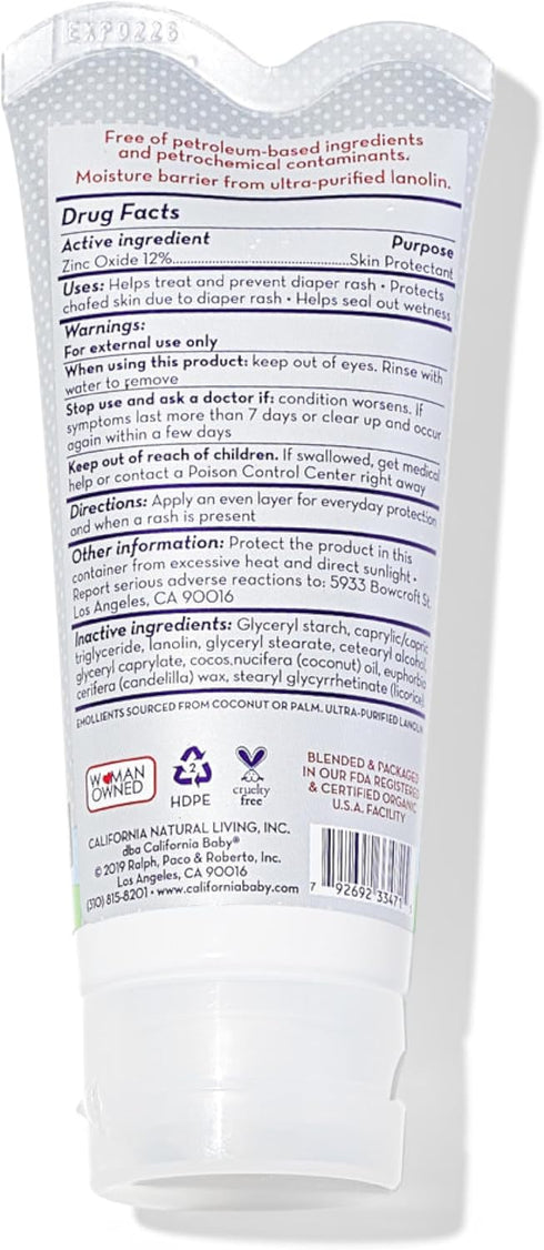 California Baby Super Sensitive Unscented Diaper Rash Cream | Zinc Oxide Ointment | 100% Bio-Based | Fragrance Free | Hypoallergenic | Soothing Diaper Rash Cream For Baby | 82 g / 2.9 oz
