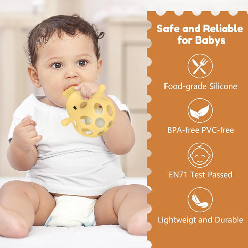 3-6 0-12 MCGMITT Baby Teething Toys for Months, Easy Grasp Silicone Infant Rattle Teether Toy for Months, BPA-Free Food