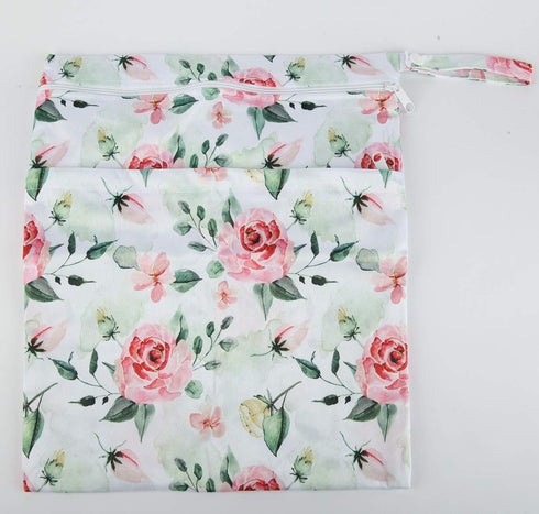 Sigzagor Wet Dry Bag Baby Cloth Diaper Nappy Insert Reusable Washable (Pink Flowers)