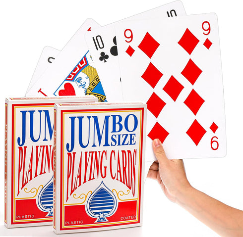 Yopay 2 Pack Jumbo Giant Playing Cards - Oversized Poker Deck for Casino Theme Party Decoration, 8 X 11in