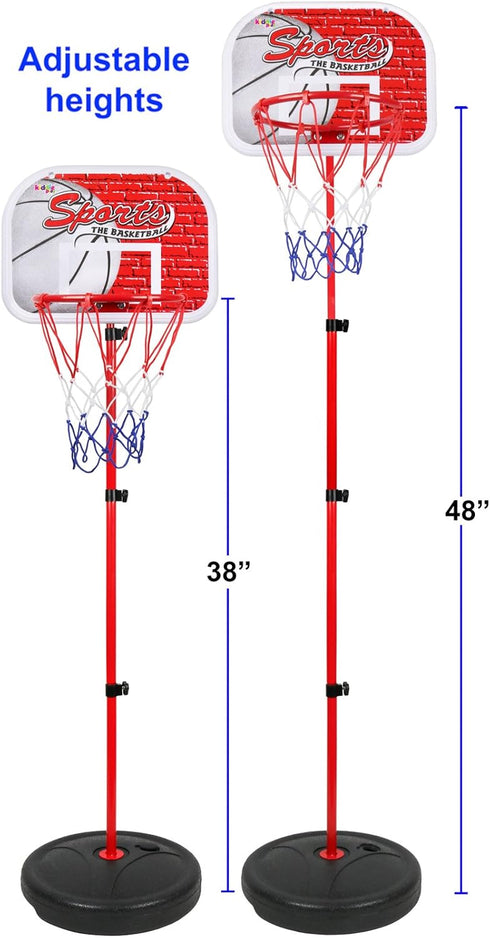 Basketball Hoop for Kids Toy Set - Adjustable Height Stand 2-4 ft for Indoor & Outdoor Play for Toddlers