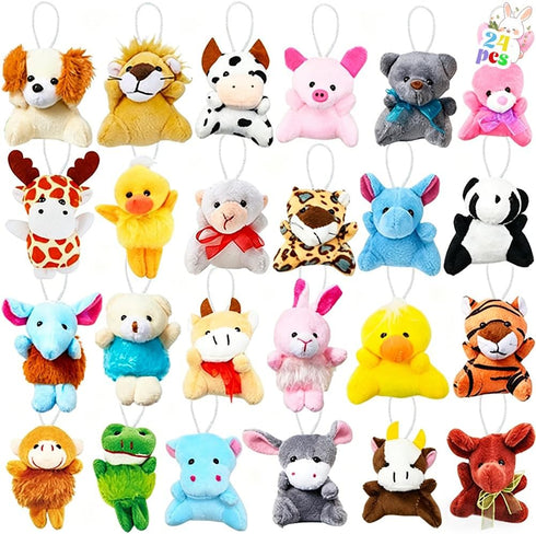 WODMAZ 24 PCS Mini Plush Animal Toys, Small Stuffed Animals Plush Keychain Set