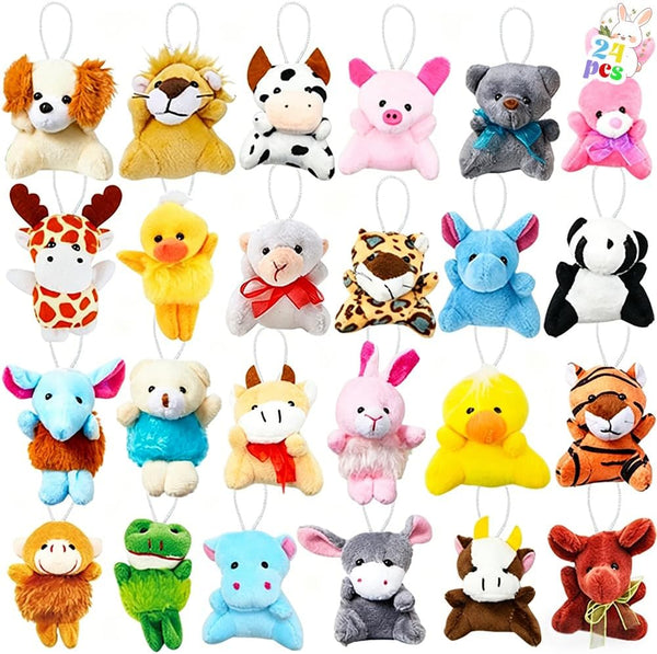 WODMAZ 24 PCS Mini Plush Animal Toys, Small Stuffed Animals Plush Keychain Set