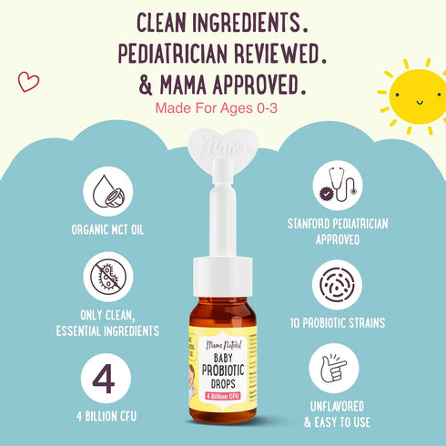 Immune 10 4 Mama Natural Baby Probiotic Drops | Pediatrician-Approved Infant Probiotic Colic Drops Infant Gas