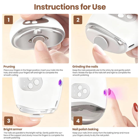 Maymalze 2026 3-in-1 3 New Electric Nail Clipper with Polishing & LED Lamp, Nail Filing Storage, Adjustable Speeds