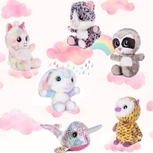 7" 6 My OLi Adorable Stuffed Animals Bulk - Pcs Fairy Tale Plush Toys (Sloth, Unicorn, Rabbit, Narwhal, Owl, Cat)