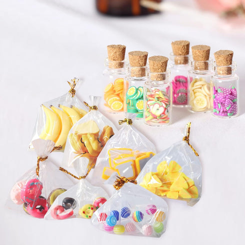13 Packs Cute 1:12 Miniature Dollhouse Food, Lollipop, Toast, Cheese, and Donut Accessories