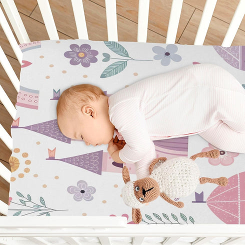 Flradish Cozy 27 39 Princess Castle Pink Crib Sheets for Boys or Girls,Stretchy Fitted Soft Breathable Crib Sheet