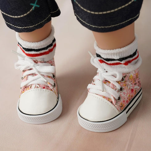 18 Inch Sets 5 3 18 Inch BABESIDE Baby Doll Shoes with Socks for Dolls, Pairs of Dolls Canvas Shoes with Pair of Socks
