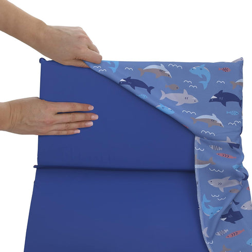 Everything Kids Shark, Fish, Ocean Blue and Grey Preschool Nap Pad Sheet