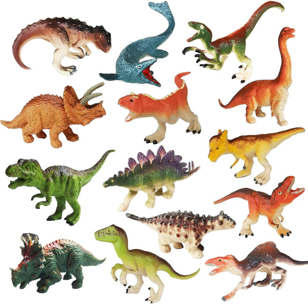 14 Pcs Figures Toys, Realistic Mini Dinosaurs Animal Figurines for Educational Playset & Cake Topper Ornaments